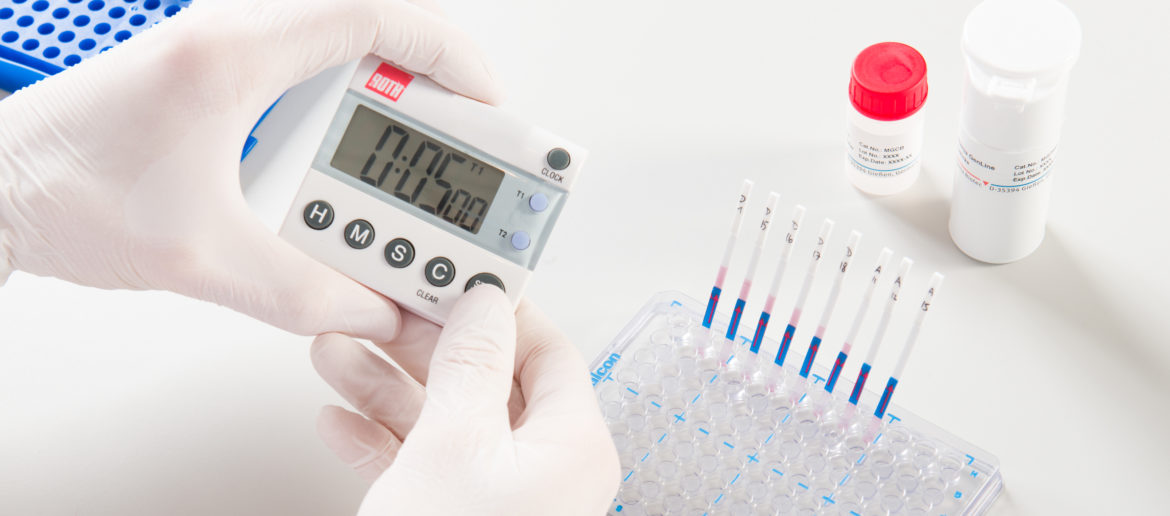 Milenia HybriDetect 2T used as Dipstick in a 96-well plate can be implemented into a diagnostic kit