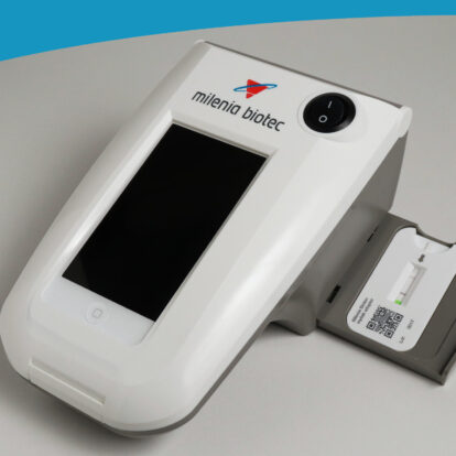 Lateral Flow reader with open drawer and Lateral Flow cassette