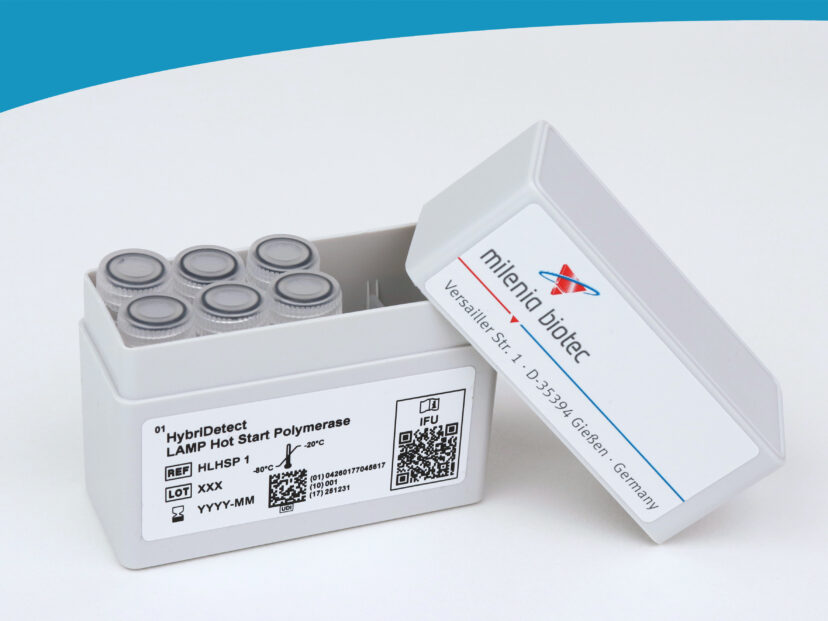 Open gray box with 6 tubes