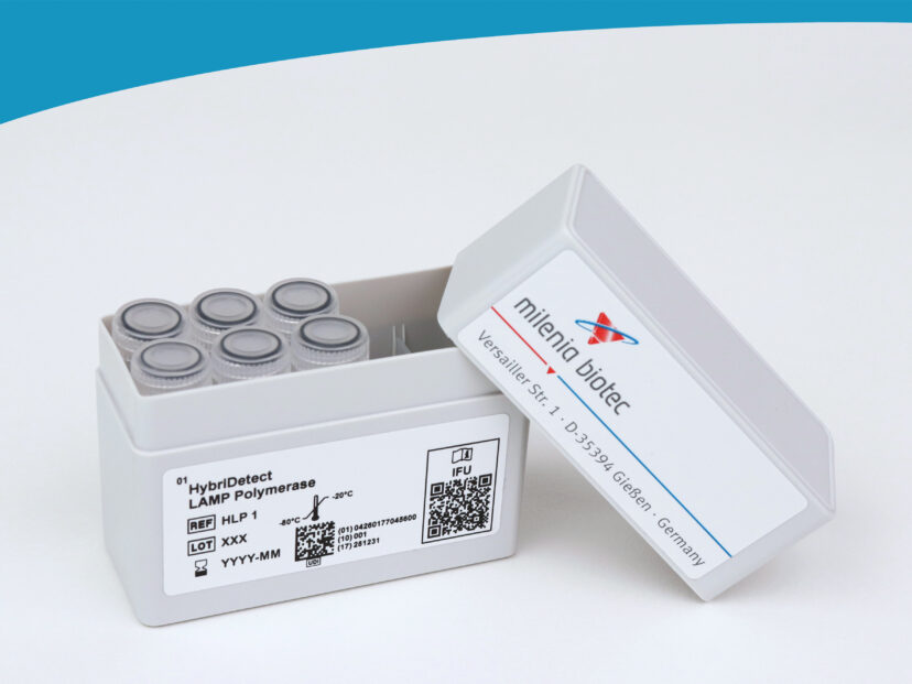 Open gray box with 6 tubes